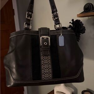 Coach Black and Silver Shoulder Bag